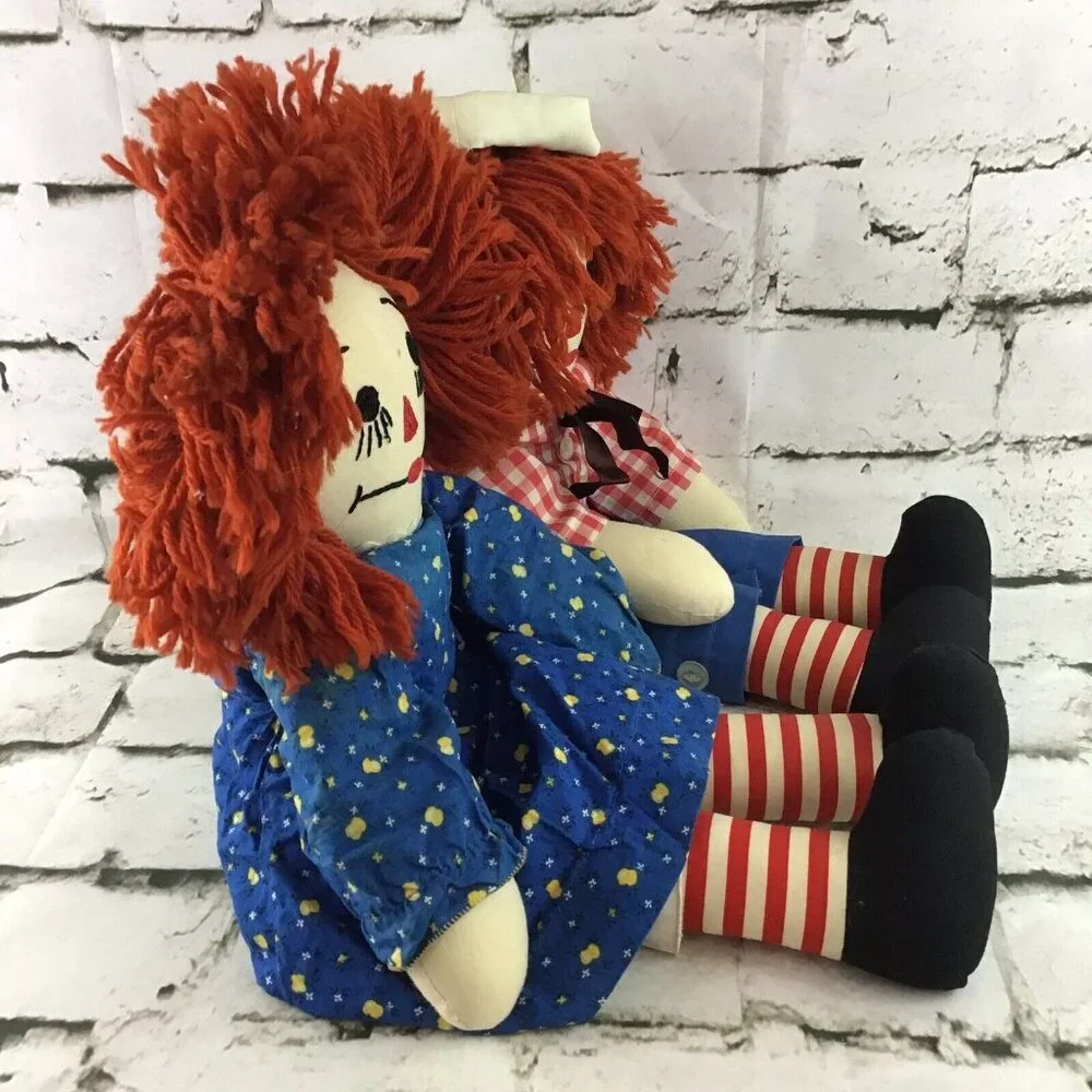 Vintage Raggedy‎ Ann Andy 20” Plush Rag Dolls Classic Toys Set Of 2 Collectible